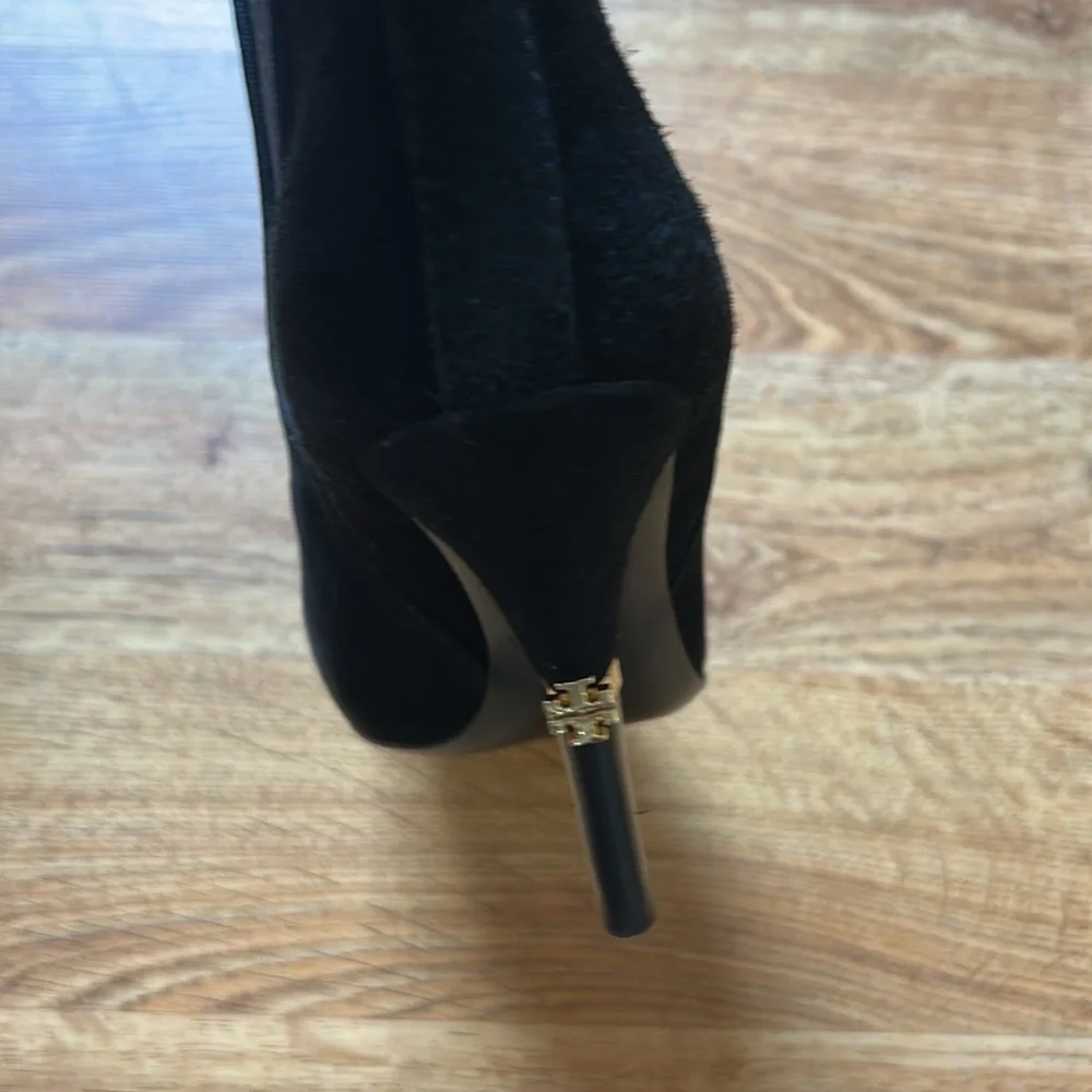 Tory Burch Black Suede Pointed-Toe Ankle Boots